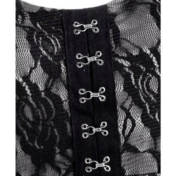 Black Sleeveless Lace Patchwork Asymmetrical High Low Dress Victorian Gothic S - Picture 5 of 6